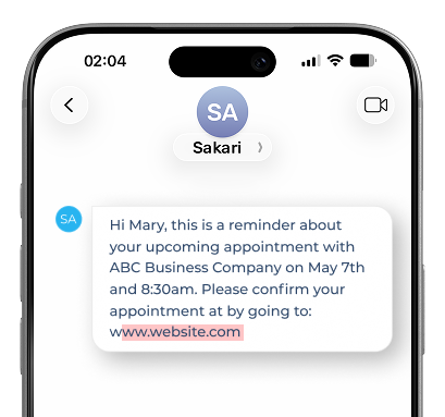 Two Segment SMS Example