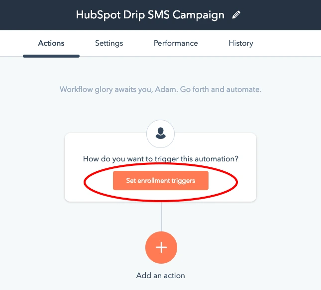 HubSpot Bulk SMS Messaging Workflows