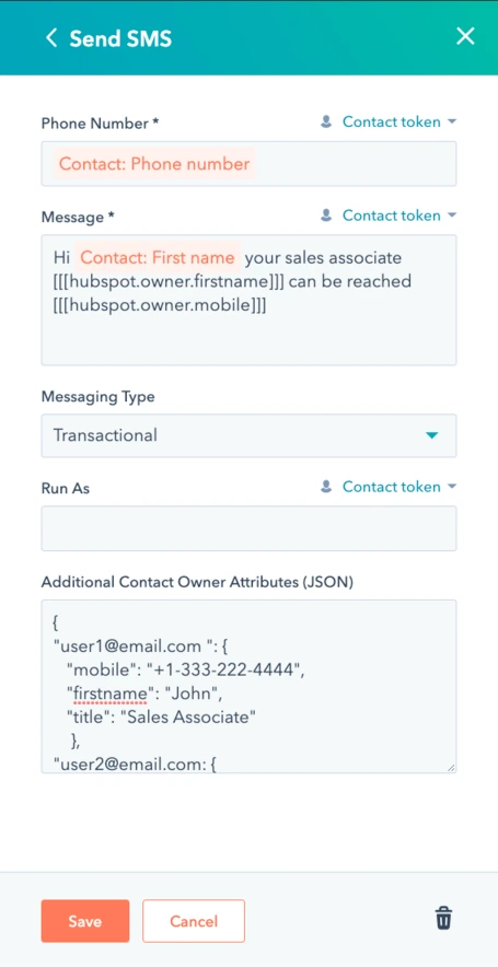 Sakari HubSpot Integration How to Send Personalized Contact Owner Messages